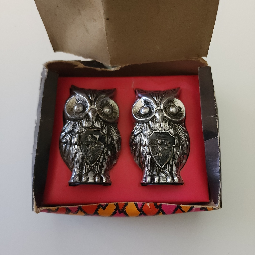 Vintage Owl Salt And Pepper Shakers 2.5"tall‎ NOS